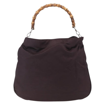 Gucci Vintage Bamboo Handle Bag Nylon, Burgundy, Nylon, Handbag