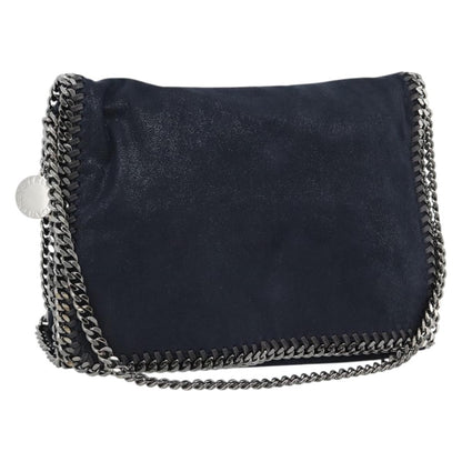Stella McCartney Falabella Fold Over Flap Crossbody Bag Shaggy Deer, Navy, Synthetic, Shoulder Bag
