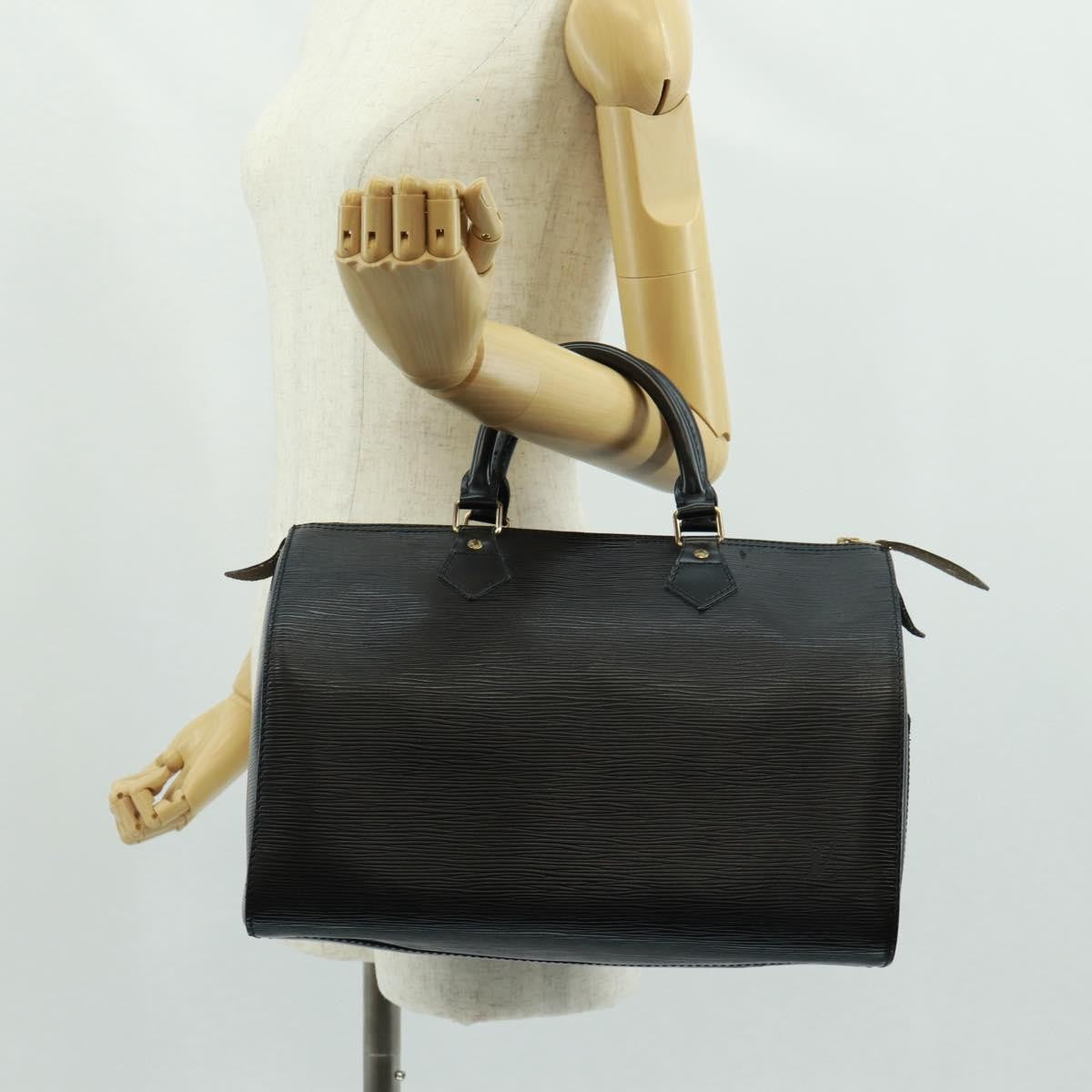Louis Vuitton Speedy Handbag Epi Leather, BLACK, LEATHER, Handbag