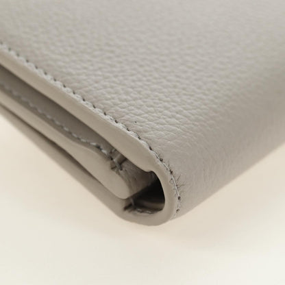 Celine Triomphe Trifold Wallet Leather, Beige, Leather, Wallet