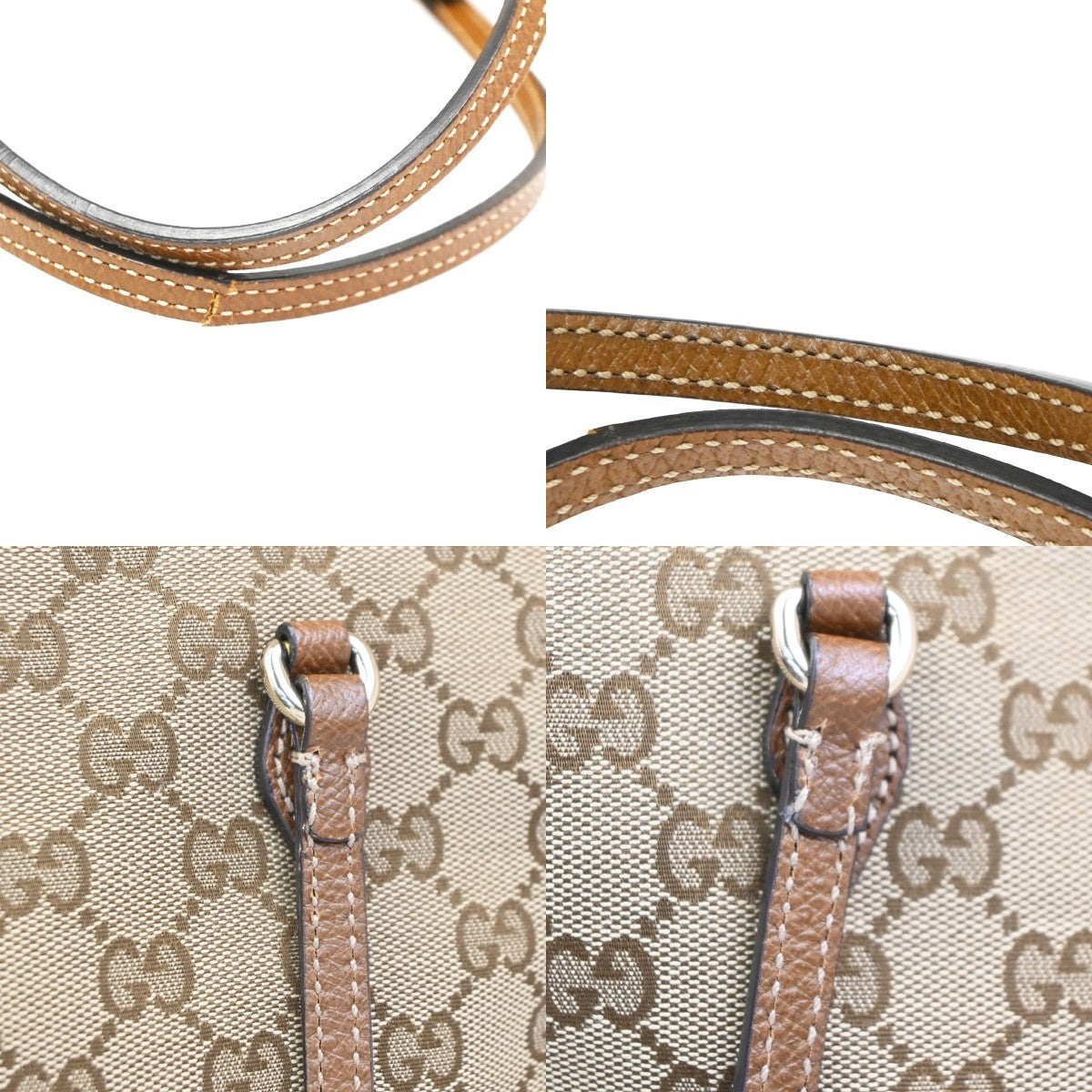 Gucci Bree Convertible Tote GG Canvas with Leather, BEIGE, CANVAS, Tote bag