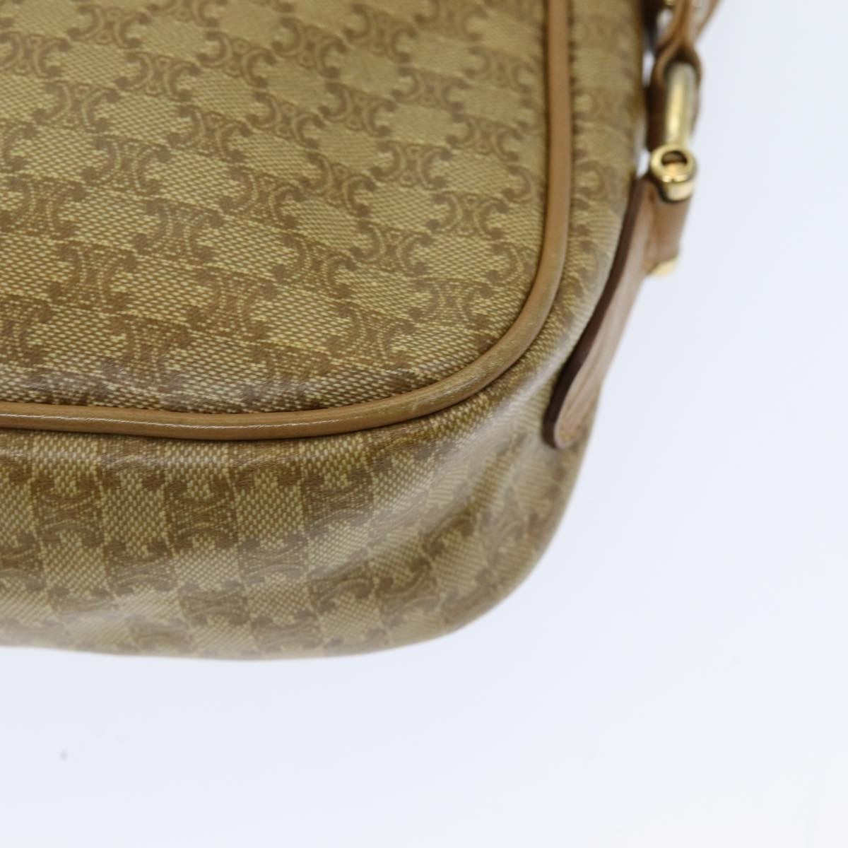 Celine Vintage Macadam Shoulder Bag Canvas and Leather, Beige, Canvas, Shoulder Bag