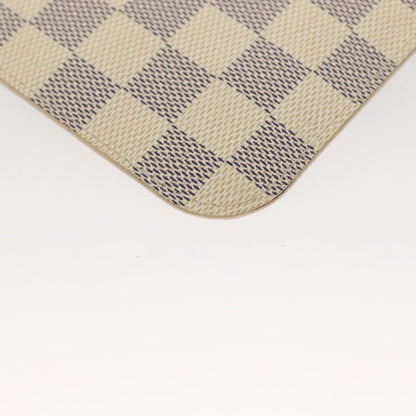Louis Vuitton Neverfull Pochette Damier, WHITE, CANVAS, Tote bag