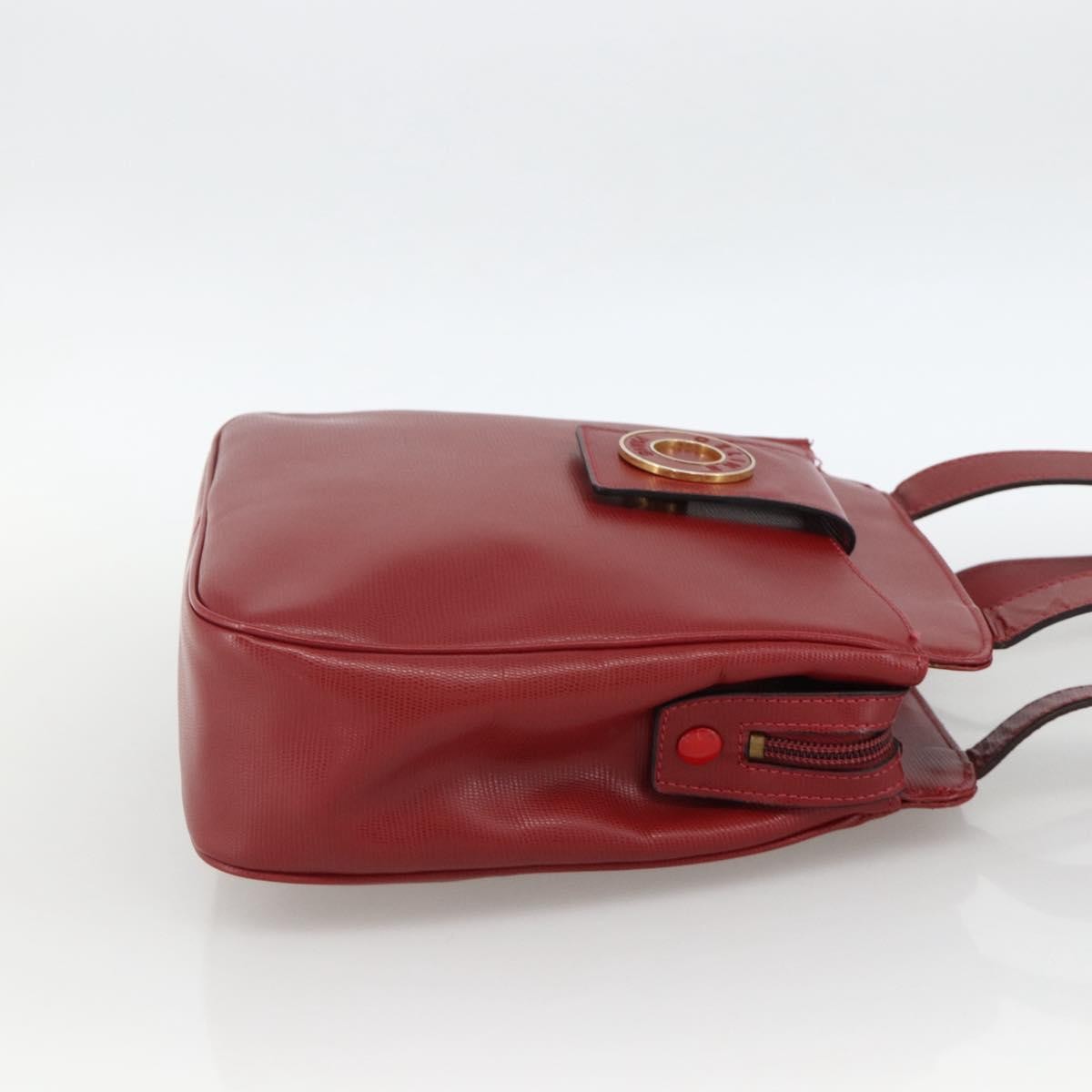Celine Circle logo Leather, Burgundy, Leather, Tote Bag