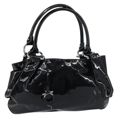 Salvatore Ferragamo Gancini Tote Patent leather, BLACK, PATENT_LEATHER, Tote bag