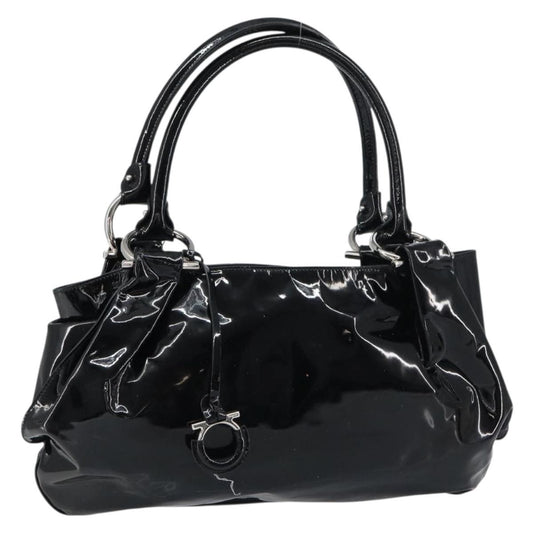 Salvatore Ferragamo Gancini Tote Patent leather, BLACK, PATENT_LEATHER, Tote bag
