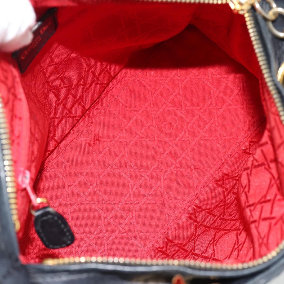 Christian Dior Lady Dior Bag Leather, Black, Leather, Handbag