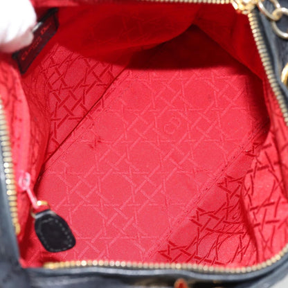 Christian Dior Lady Dior Bag Leather, Black, Leather, Handbag