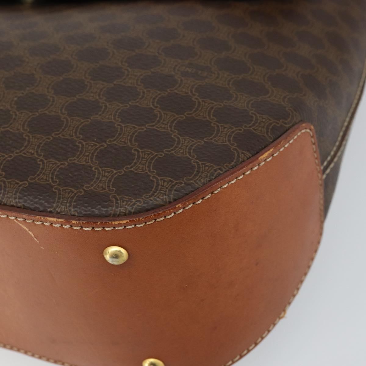Celine Vintage Macadam Handbag Canvas and Leather, BROWN, CANVAS, Handbag