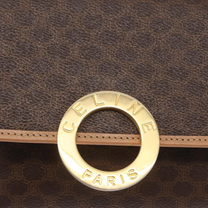 Celine Vintage Macadam Shoulder Bag Canvas and Leather, BROWN, CANVAS, Shoulder bag