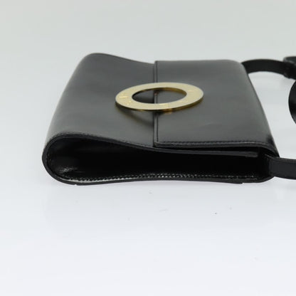 Celine Vintage Circle Logo Crossbody Bag Leather, BLACK, LEATHER, Crossbody bag