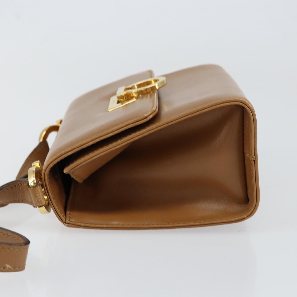 Salvatore Ferragamo Gancini Shoulder Bag Leather, BROWN, LEATHER, Shoulder bag