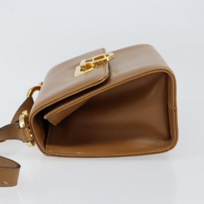 Salvatore Ferragamo Gancini Shoulder Bag Leather, BROWN, LEATHER, Shoulder bag