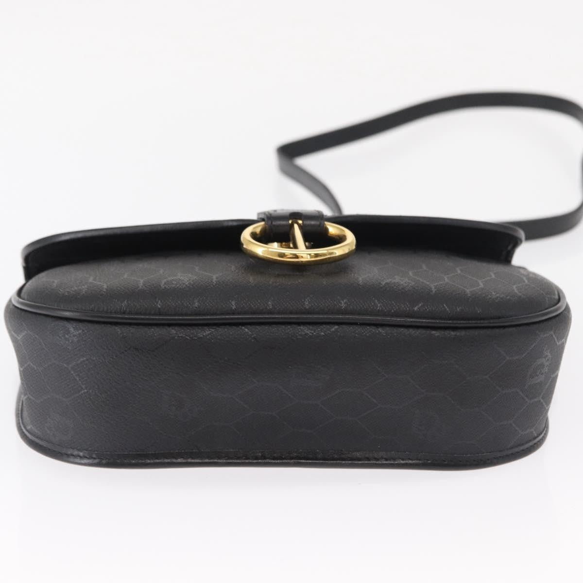 Christian Dior Vintage Honeycomb Flap Crossbody Bag Coated Canvas, BLACK, CANVAS, Shoulder bag