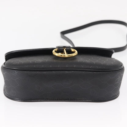 Christian Dior Vintage Honeycomb Flap Crossbody Bag Coated Canvas, BLACK, CANVAS, Shoulder bag