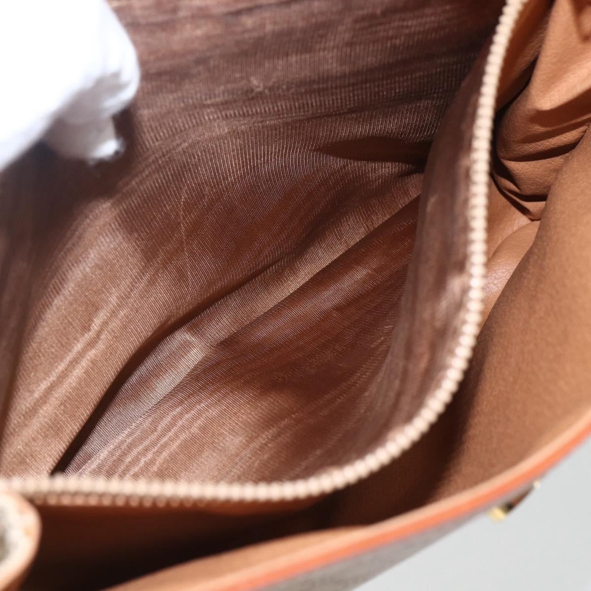 Celine Vintage Macadam Handbag Canvas and Leather, BEIGE, CANVAS, Handbag