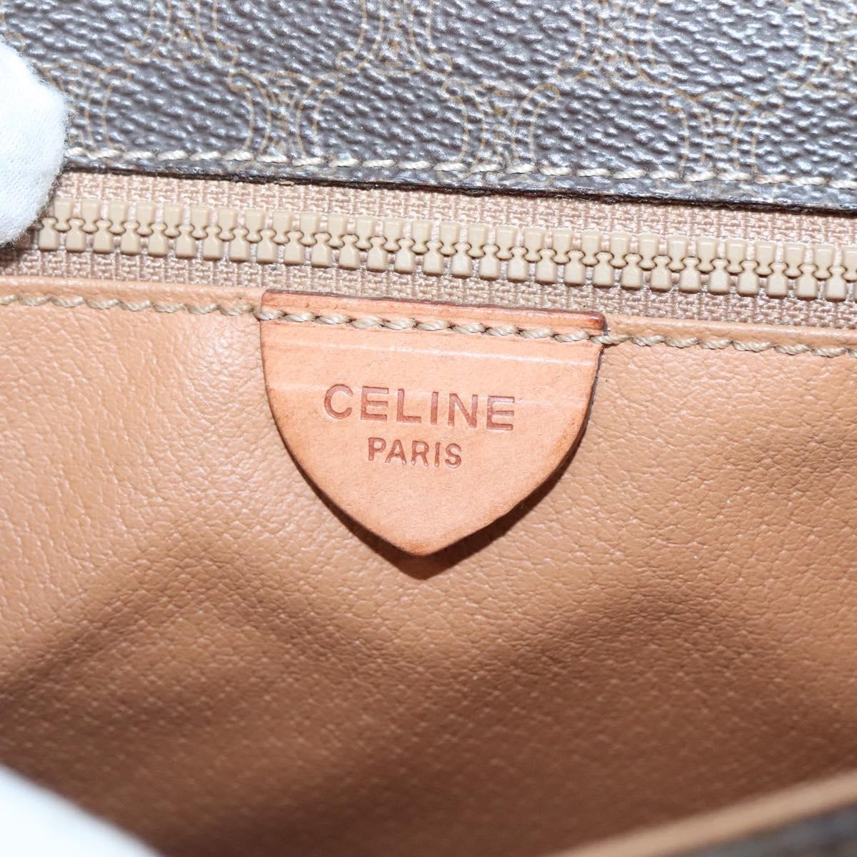 Celine Vintage Macadam Shoulder Bag Canvas and Leather, BROWN, CANVAS, Shoulder bag