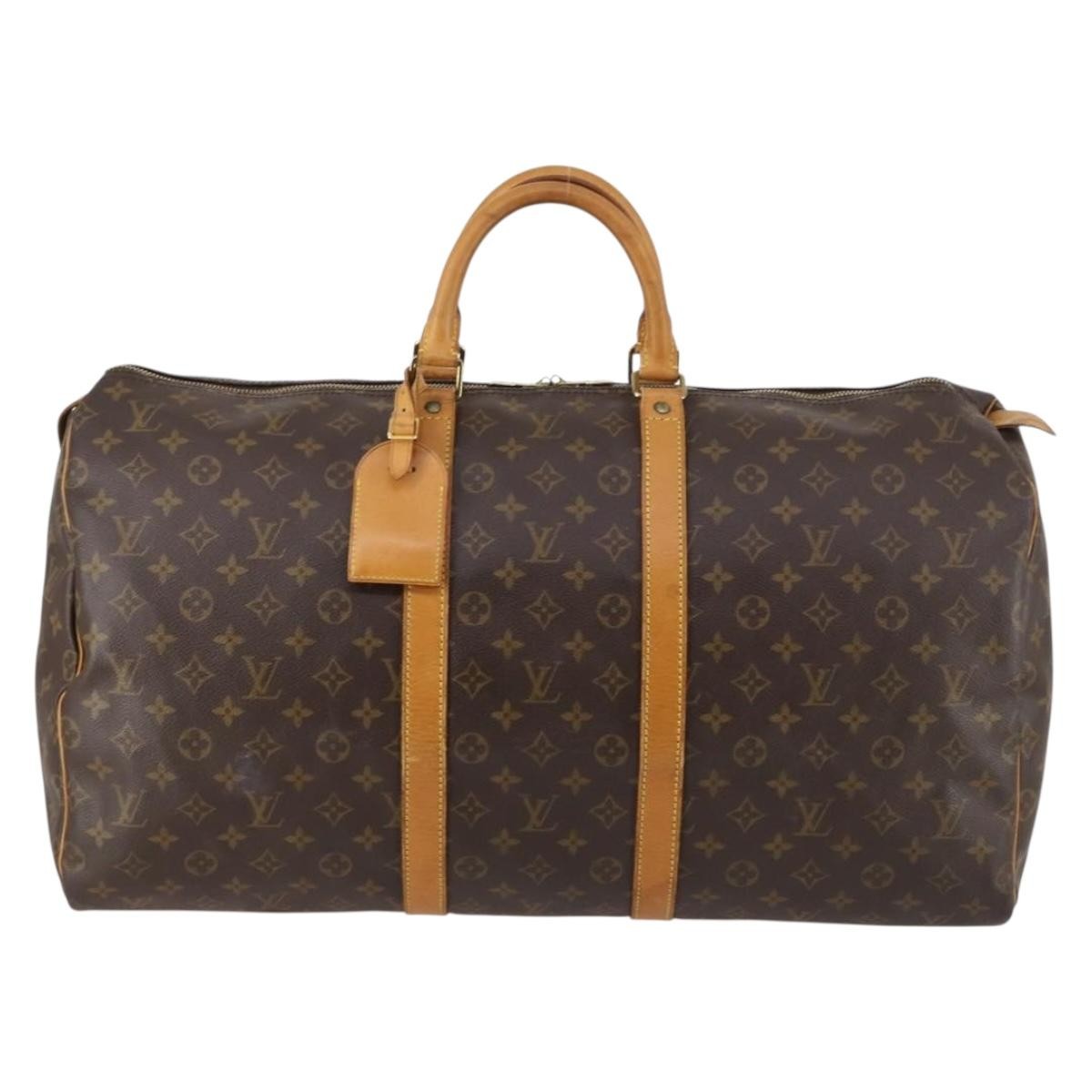 Louis Vuitton Keepall Bag Monogram Canvas, BROWN, CANVAS, Travel bag