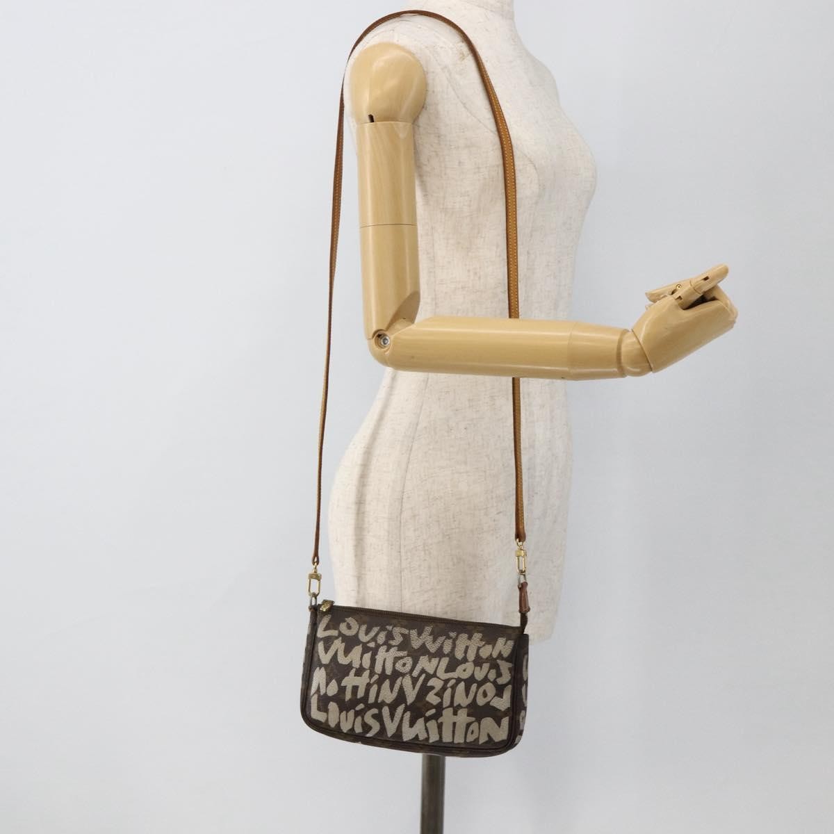 Louis Vuitton Pochette Accessoires Limited Edition Monogram Graffiti, Brown, Canvas, Clutch