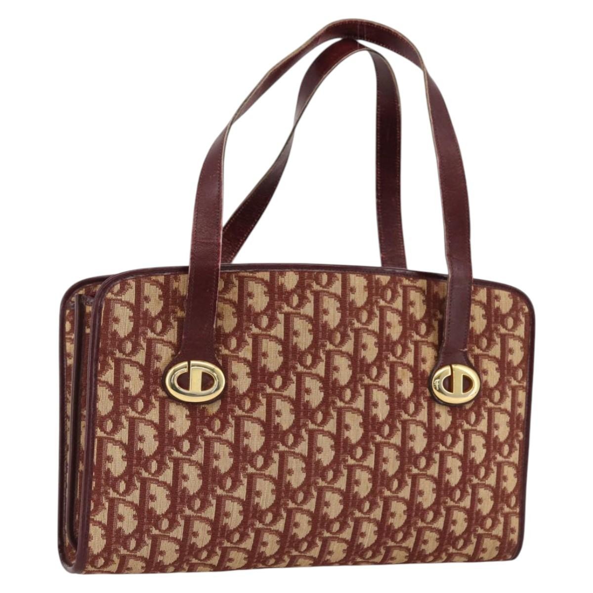 Christian Dior Vintage CD Trotter Handbag Canvas, RED, CANVAS, Handbag