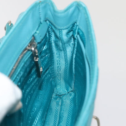 Prada Pushlock Chain Flap Bag Quilted Tessuto, Turquoise, Nylon, Shoulder Bag