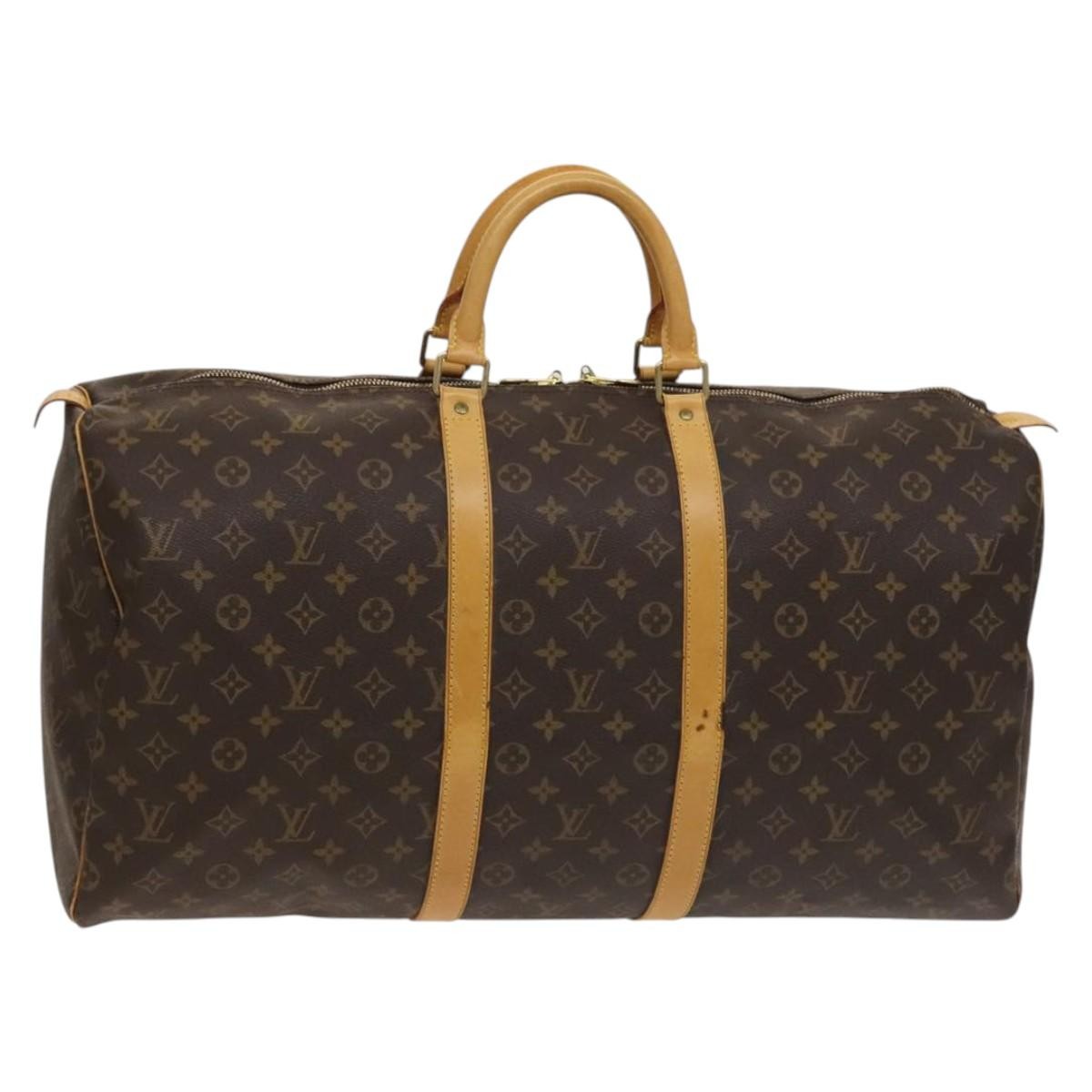 Louis Vuitton Keepall Bag Monogram Canvas, BROWN, CANVAS, Travel bag
