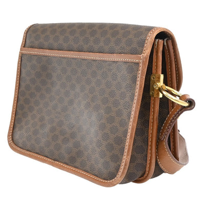 Celine Vintage Macadam Shoulder Bag Canvas and Leather, BROWN, CANVAS, Shoulder bag
