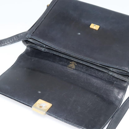 Gucci Vintage Flap Crossbody Bag Leather, BLACK, LEATHER, Shoulder bag