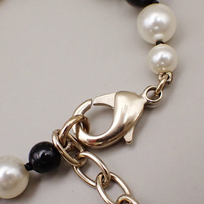 Chanel CC Logo Chain Pendant Necklace Imitation Pearl Imitation pearl with Gold-Plated and Beads, GOLD, GOLD_PLATED, Necklace