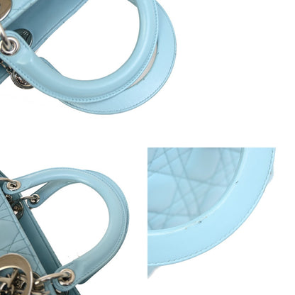 Christian Dior Lady Dior Bag Leather, BLUE, LEATHER, Handbag