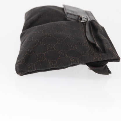 Gucci Vintage Double Belt Bag GG Canvas with Leather, BROWN, CANVAS, Clutche & pouche