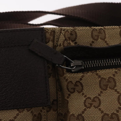 Gucci Vintage Double Belt Bag GG Canvas with Leather, BEIGE, CANVAS, Clutche & pouche