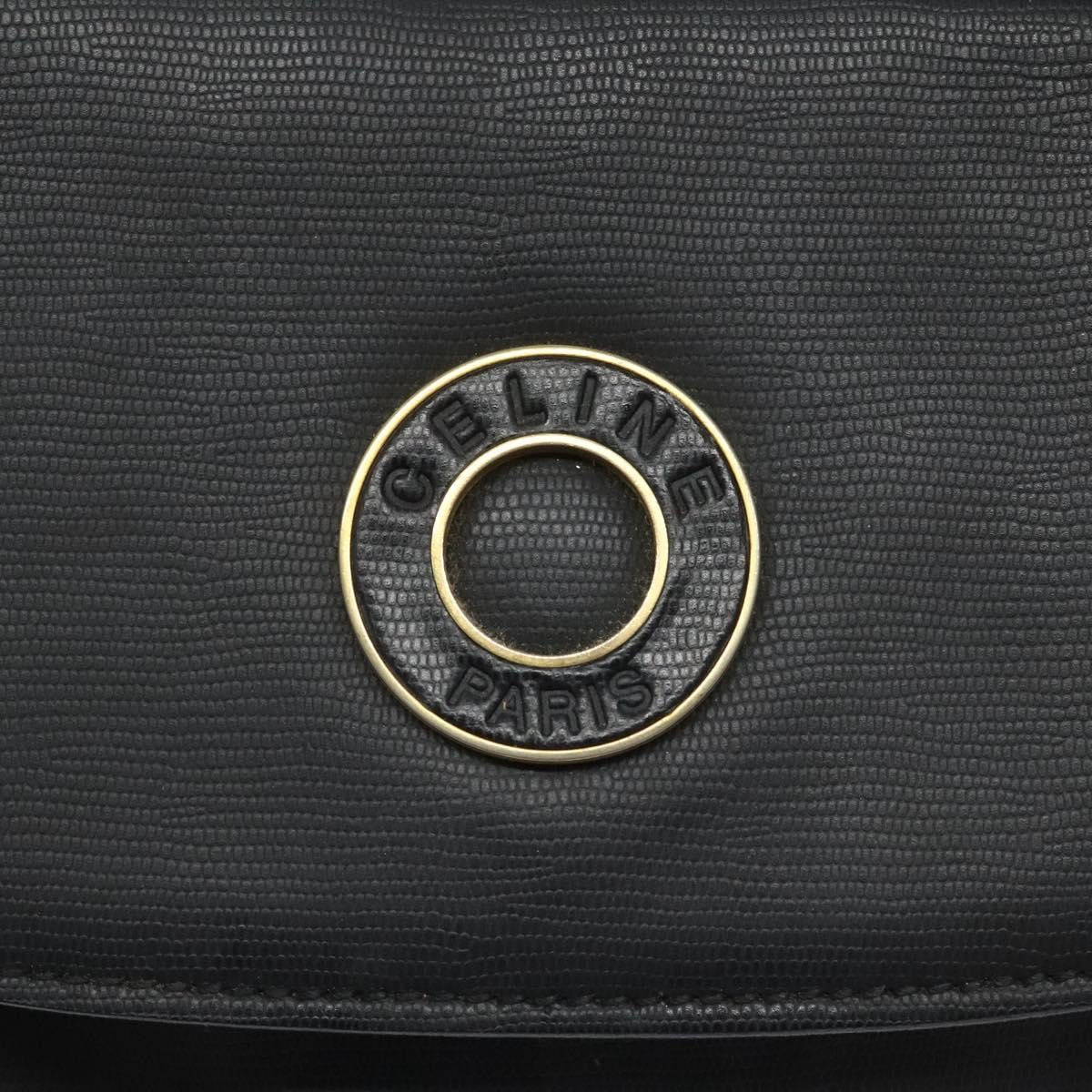 Celine Vintage Circle Logo Crossbody Bag Leather, BLACK, LEATHER, Shoulder bag
