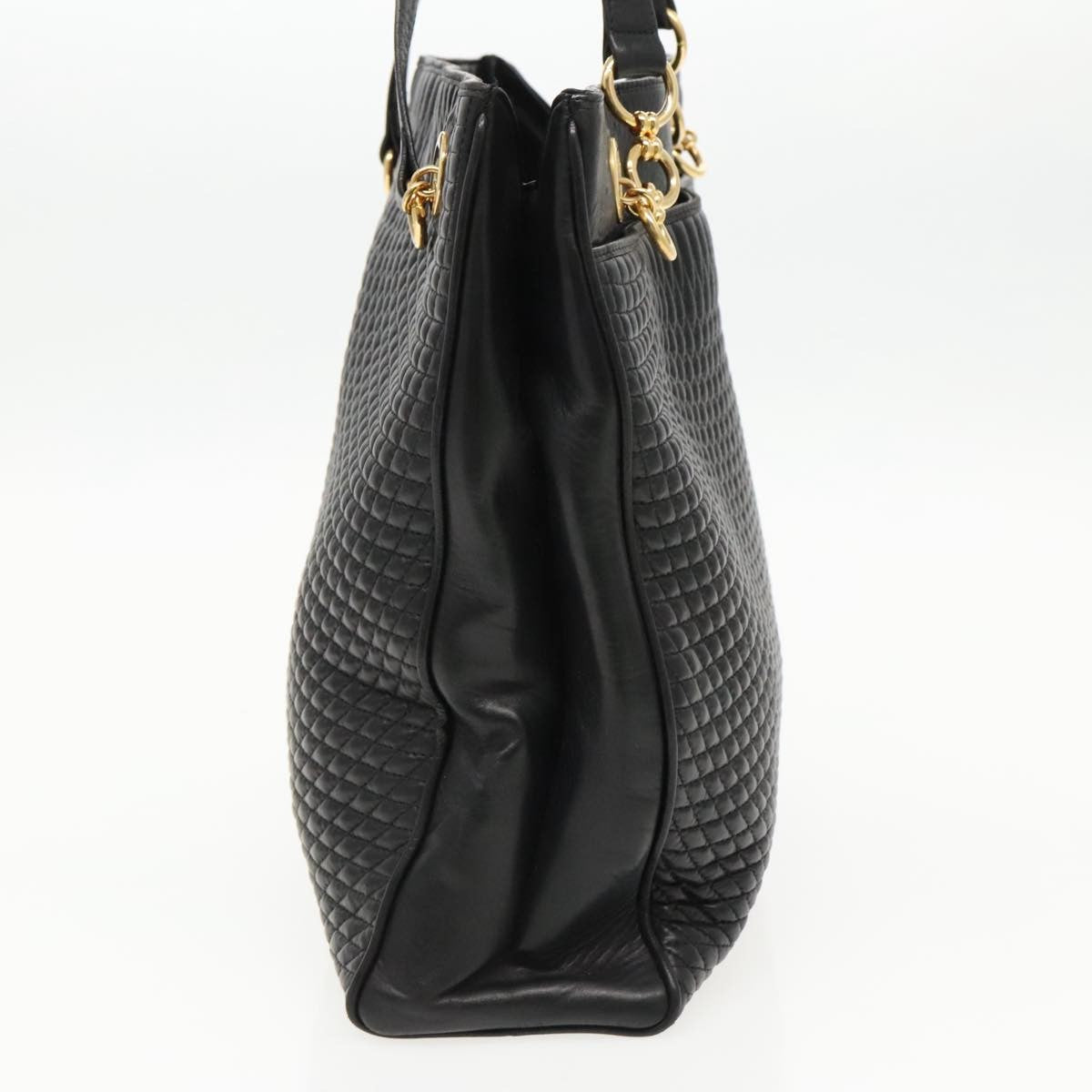Bally Vintage Tote Bag Quilted Leather, Black, Leather, Shoulder Bag