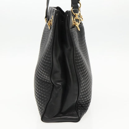 Bally Vintage Tote Bag Quilted Leather, Black, Leather, Shoulder Bag