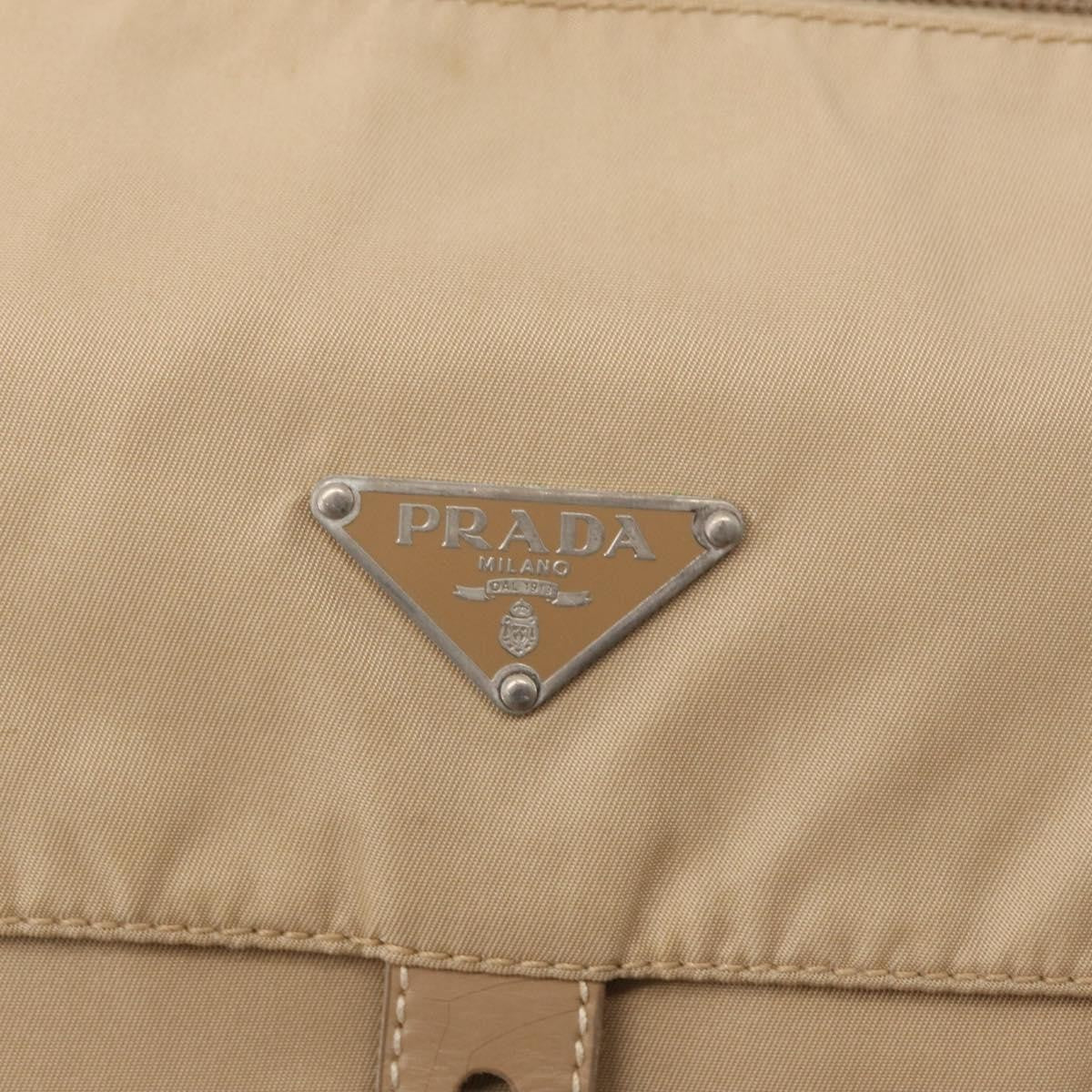 Prada Buckle Messenger Bag Tessuto, Beige, Nylon, Shoulder Bag