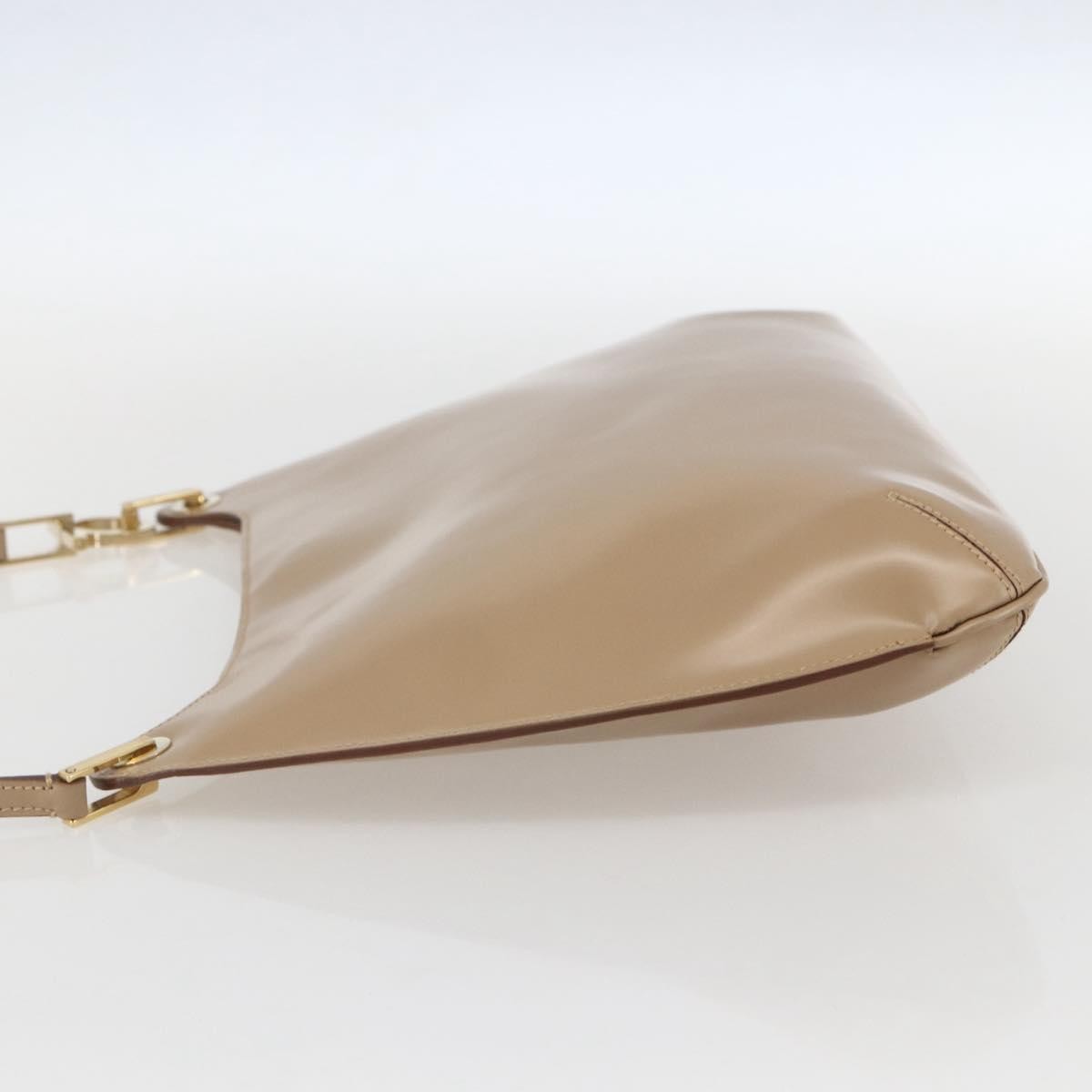 Salvatore Ferragamo Gancini Shoulder Bag Leather, BEIGE, LEATHER, Shoulder bag