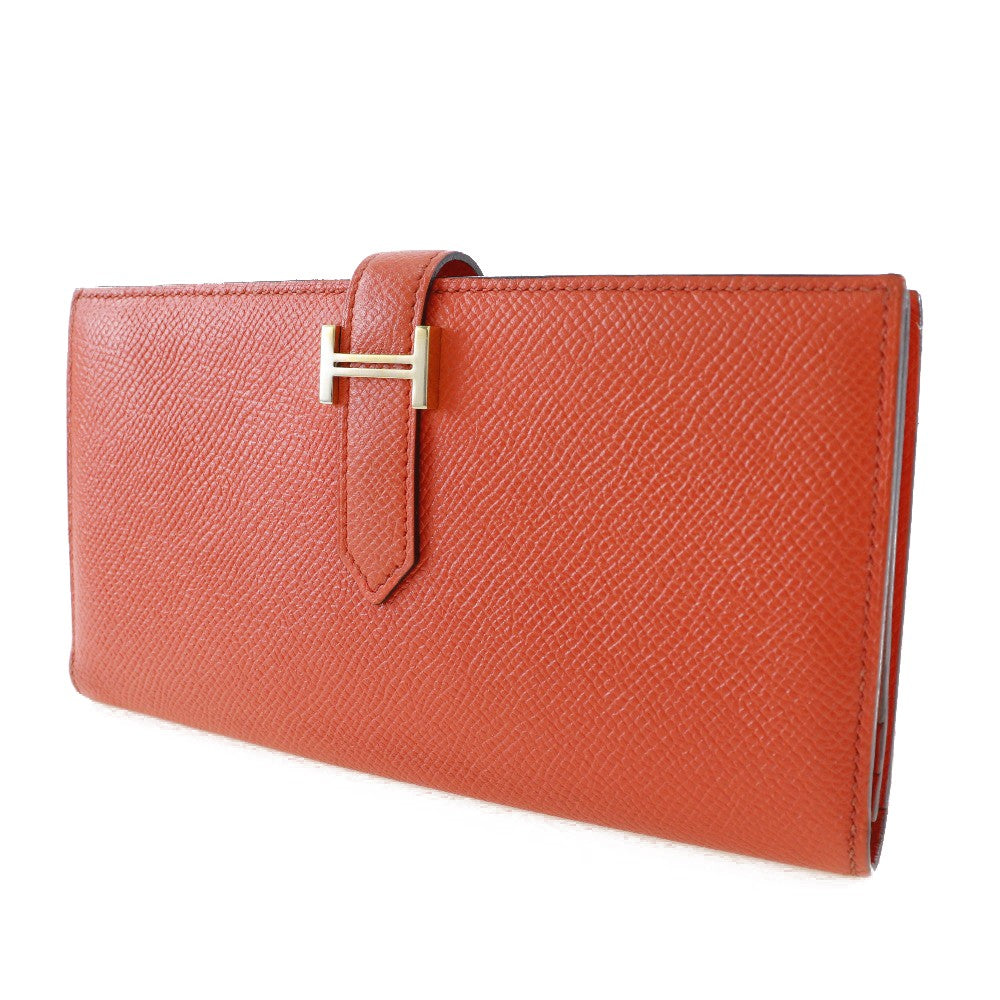 Hermes Bearn Wallet Epsom, ORANGE, LEATHER, Wallets