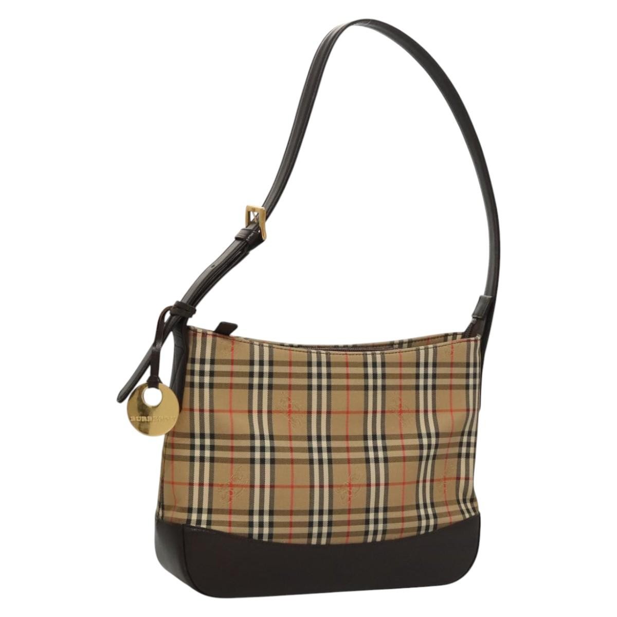 Burberry Shoulder Bag Nova Check Canvas, BEIGE, CANVAS, Shoulder bag