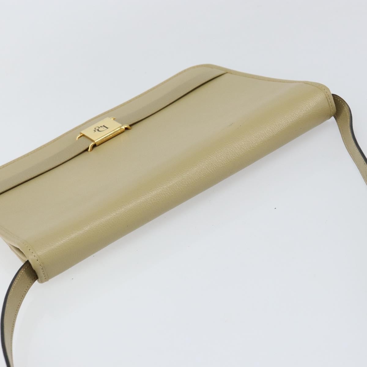 Christian Dior Vintage Shoulder Bag Leather, BEIGE, LEATHER, Shoulder bag