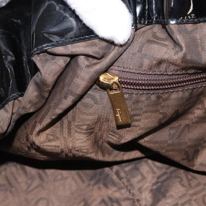 Salvatore Ferragamo Gancini Tote Patent leather, BLACK, PATENT_LEATHER, Tote bag