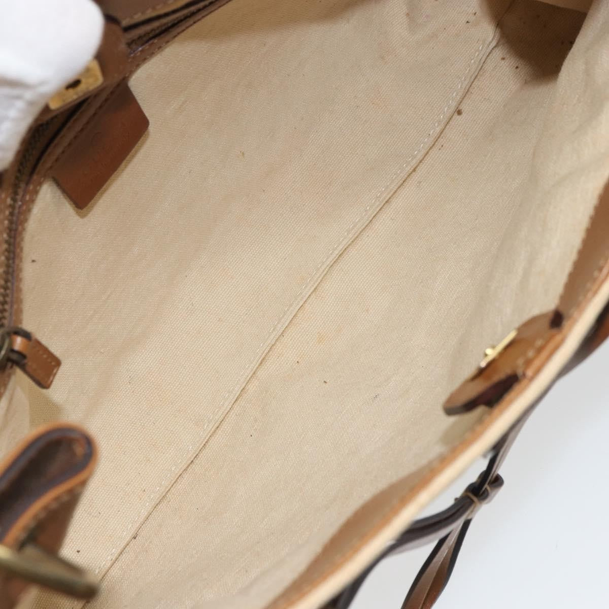 Gucci Vintage Bamboo Handle Bag Canvas, BEIGE, CANVAS, Tote bag