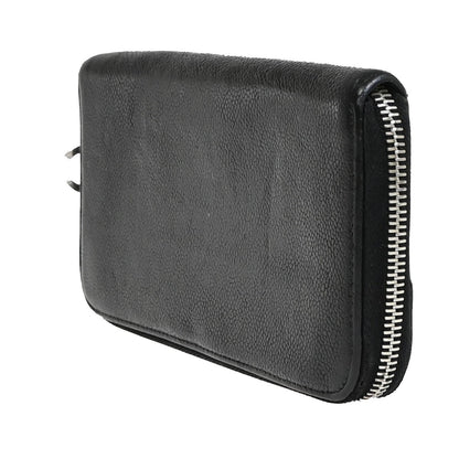 Chanel CC Logo Zipper Long Bifold Leather, BLACK, CALFSKIN, Wallets