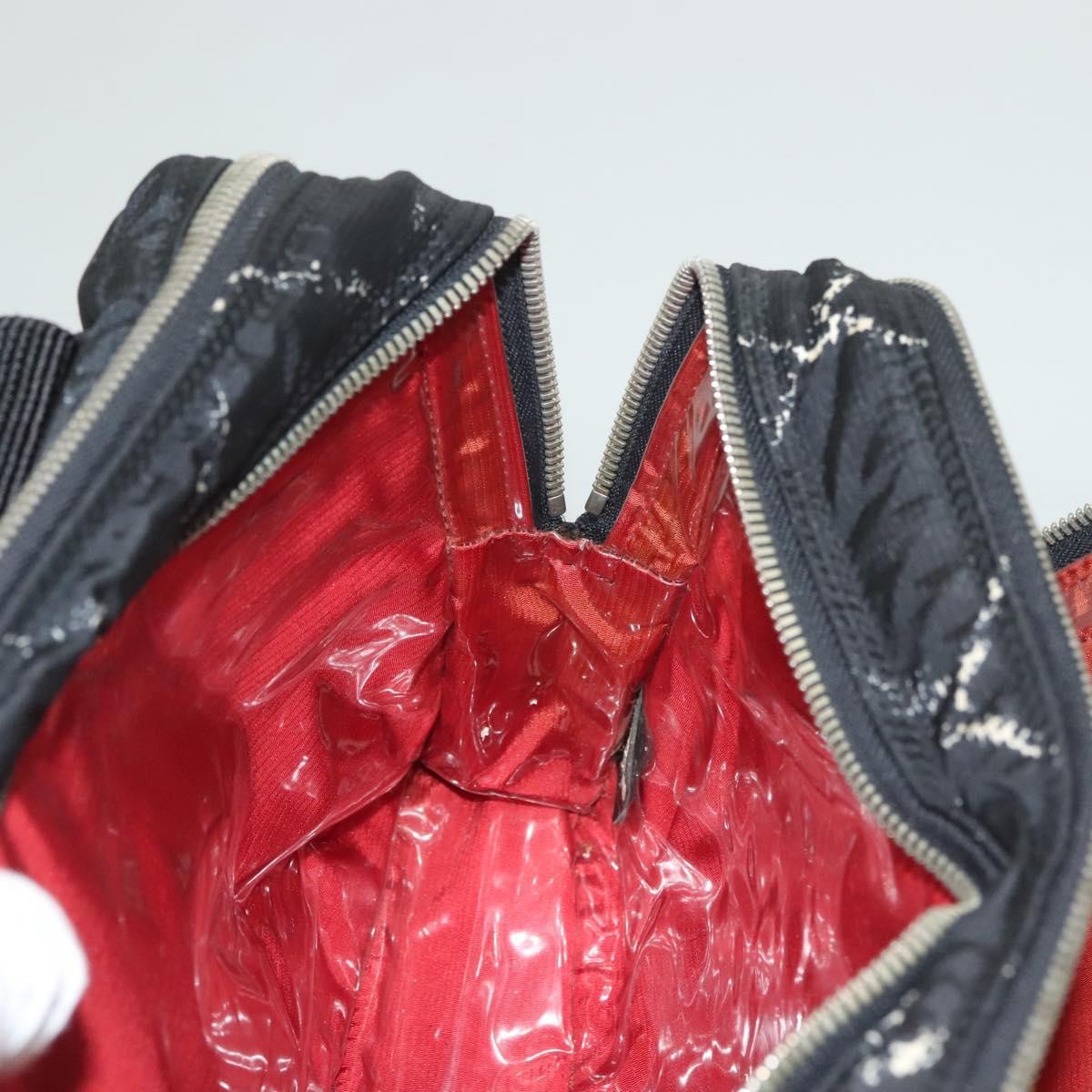 Chanel Travel Line Boston Bag Printed Nylon, BLACK, NYLON, Travel bag