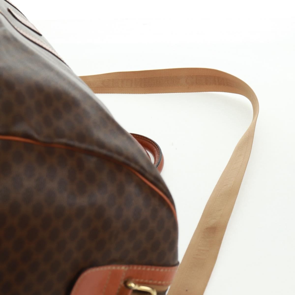 Celine Vintage Macadam Boston bag Canvas and Leather, BROWN, CANVAS, Travel bag
