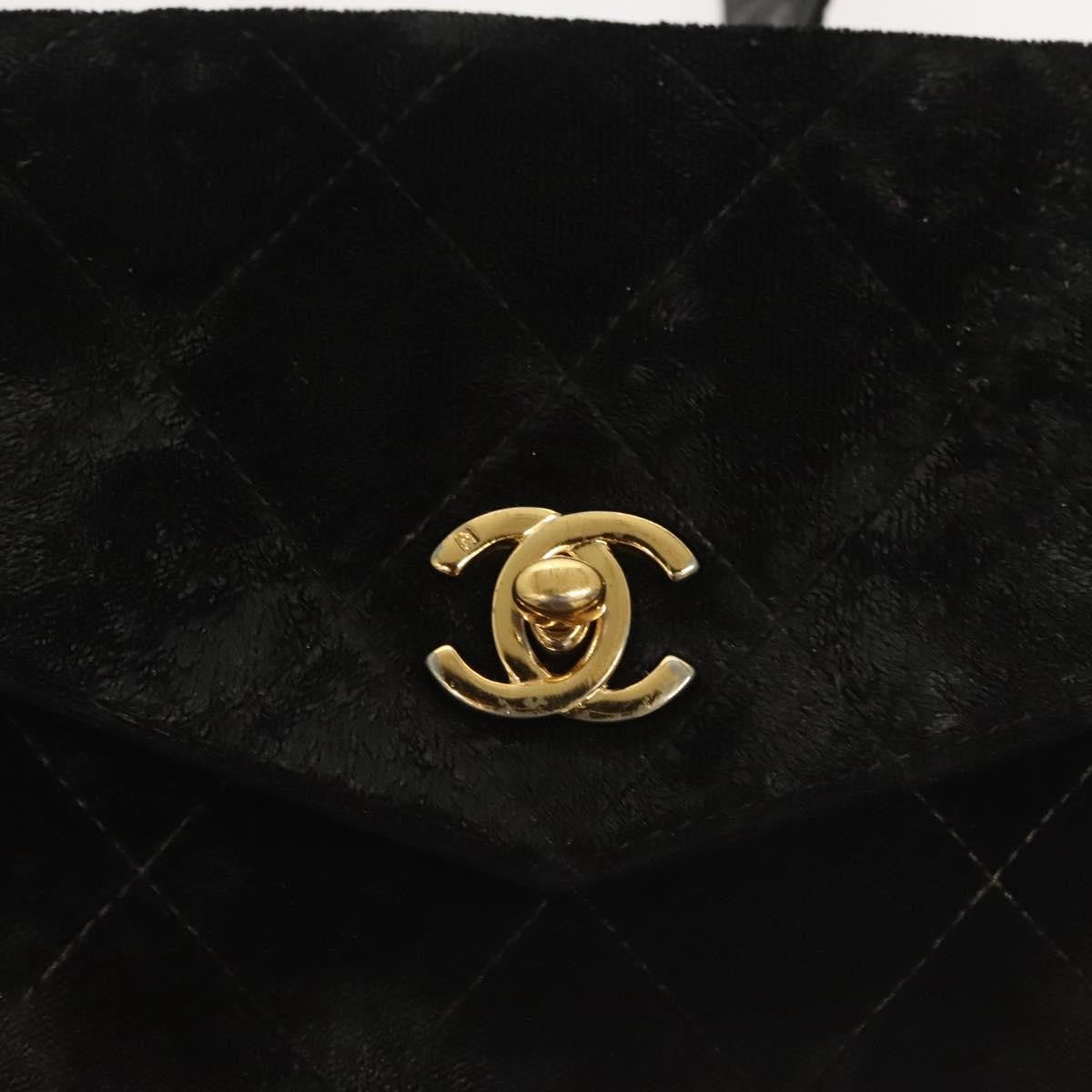 Chanel Vintage CC Flap Waist Bag Quilted Leather, BLACK, VELVET, Handbag