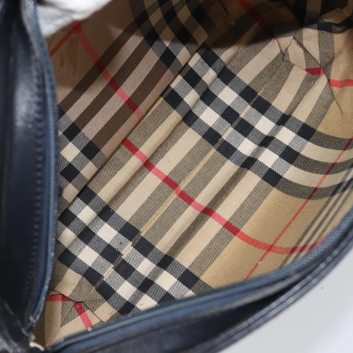 Burberry Vintage Shoulder Bag Leather, NAVY, LEATHER, Shoulder bag