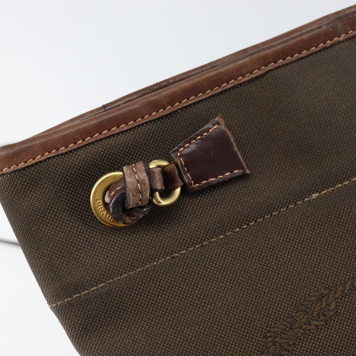 Prada Logo Flat Messenger Canvas, BROWN, CANVAS, Shoulder bag