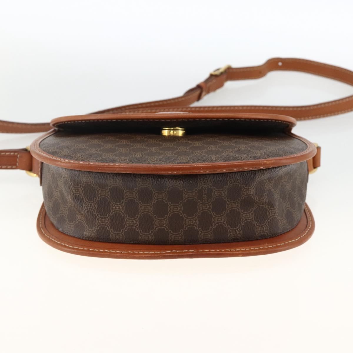 Celine Vintage Macadam Shoulder Bag Canvas and Leather, Brown, Canvas, Shoulder Bag