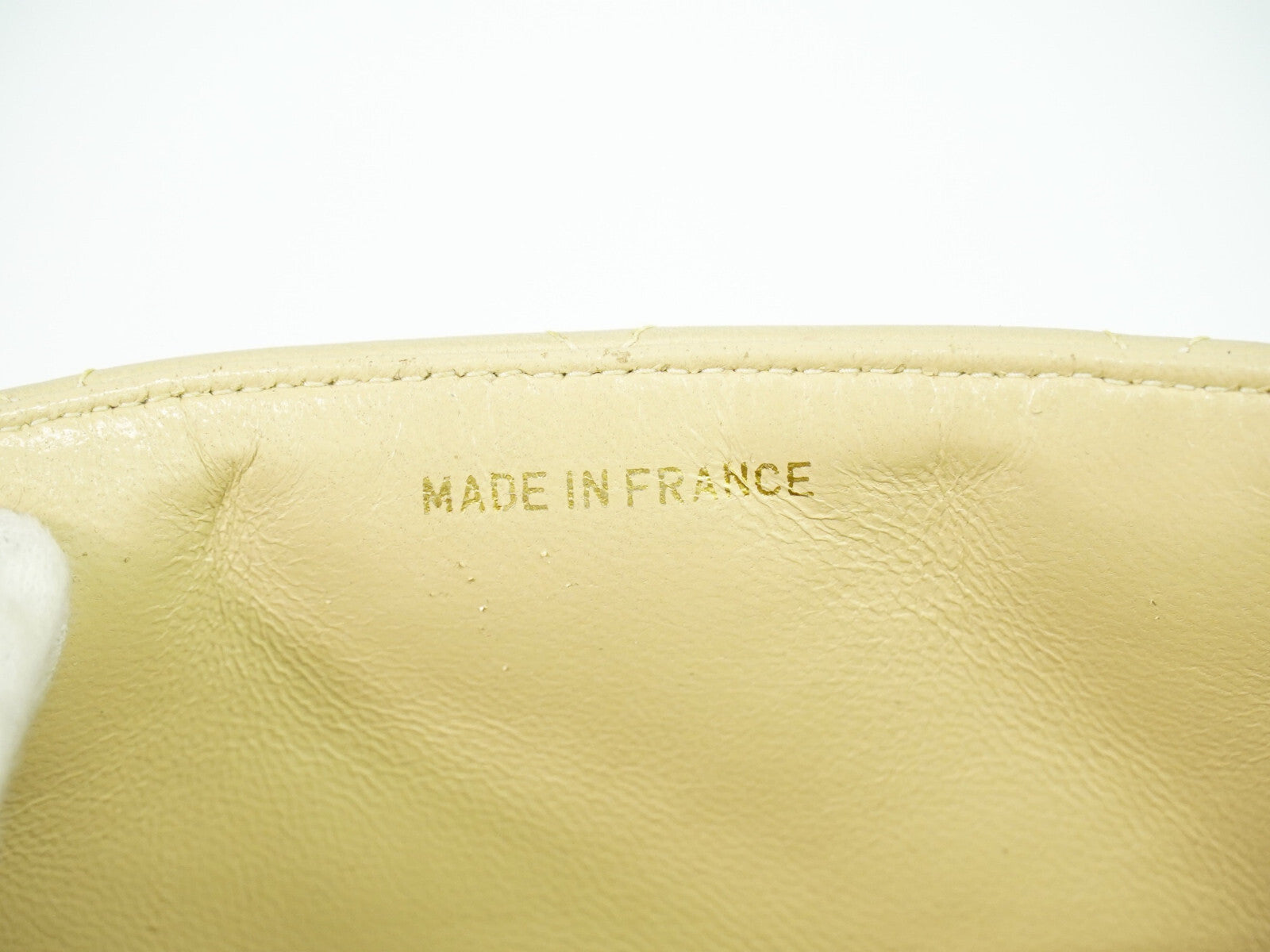 Chanel Vintage Square Flap Bag Quilted Lambskin, BEIGE, LEATHER, Shoulder bag